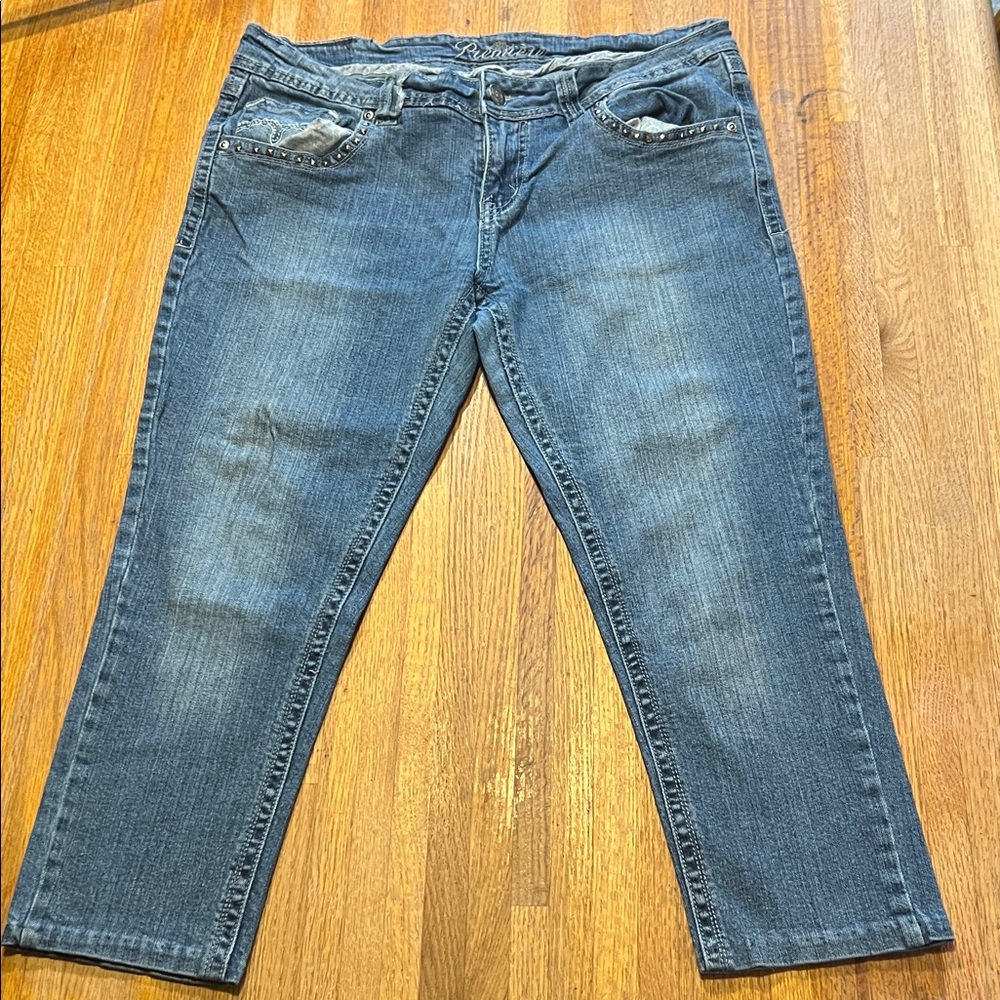 Premiere Denim Rue 21 Women 13/14 Embellished Stud Rhinestone Bling Capris Pants